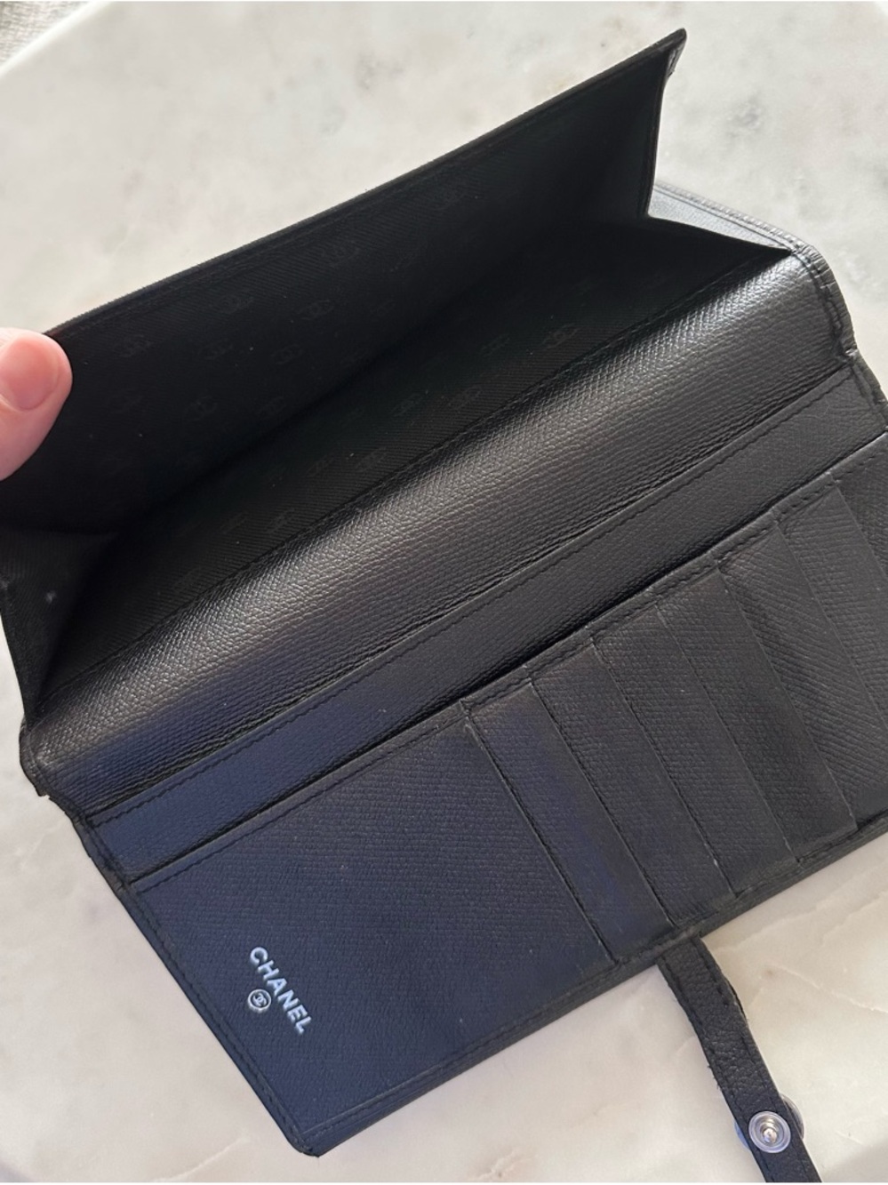 CHANEL Black Caviar Leather Long Wallet with CC Button - Picture 5 of 10